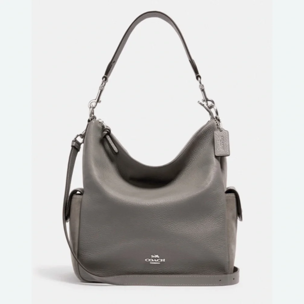 Coach Pennie Heather Gray Leather Hobo Hand Shoulder Bag Suede‎ NWT